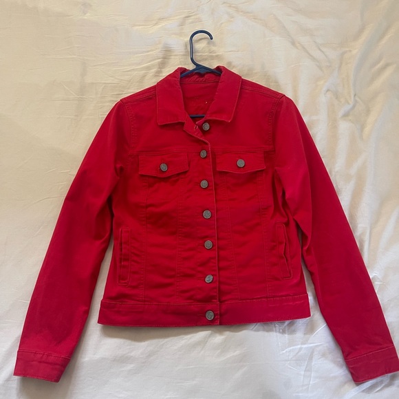 KUT Jean jacket in poppy. Like new. Super fun! - Picture 1 of 9
